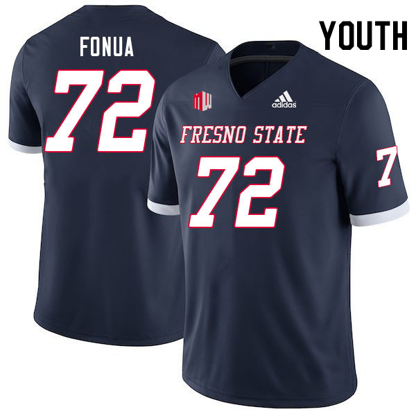 Youth #72 Edward Fonua Fresno State Bulldogs College Football Jerseys Stitched Sale-Navy
